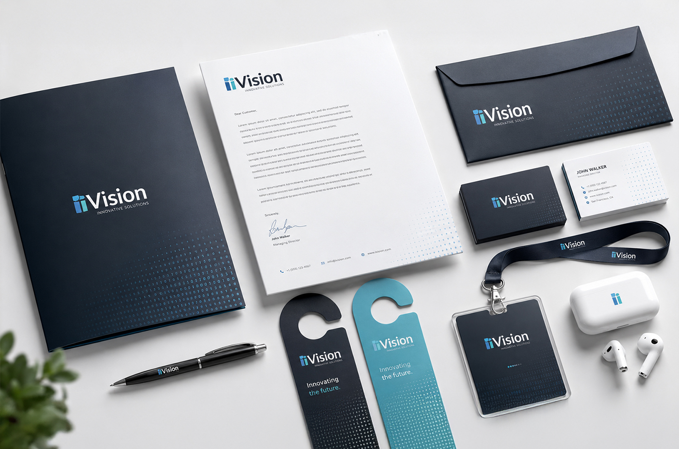 Printed brand collateral laid out together