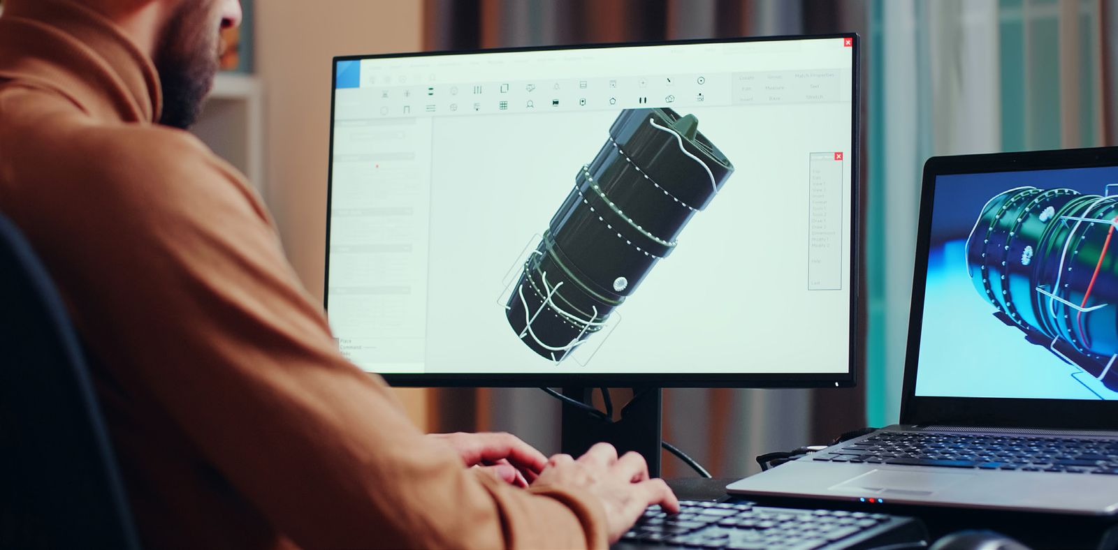 A 3D model under construction on screen